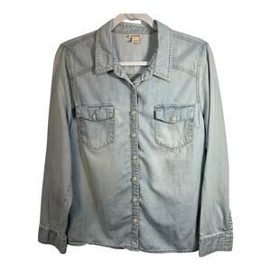 Mossimo Bleach Wash Button Up Shirt SZ XL Grunge Y2K Oversized Ranchcore Top